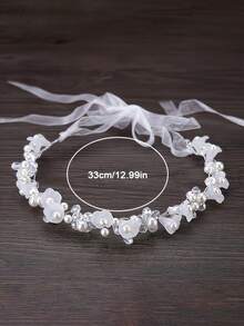 1/2/3/4Pcs Girls White Bridal Handmade Crystal Flower Headpieces, Wedding Dress Hair Accessories - White - View 5
