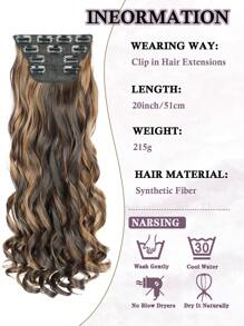 Clip In Hair Extensions, 20 Inch Long Wavy 4PCS Hair Extensions Natural Soft Synthetic Fiber High Temperature Heat Resistance Clip In Hairpieces For Women Weddings Party Daily Use