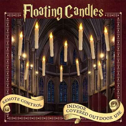 1pc/12pcs/20pcs Floating LED Candles With Remote Control - Indoor Home Room Classroom Bedroom Birthday Party Wizard Christmas Decor, Includes Fishing Line, Halloween Decor (2AA Batteries Not Included)