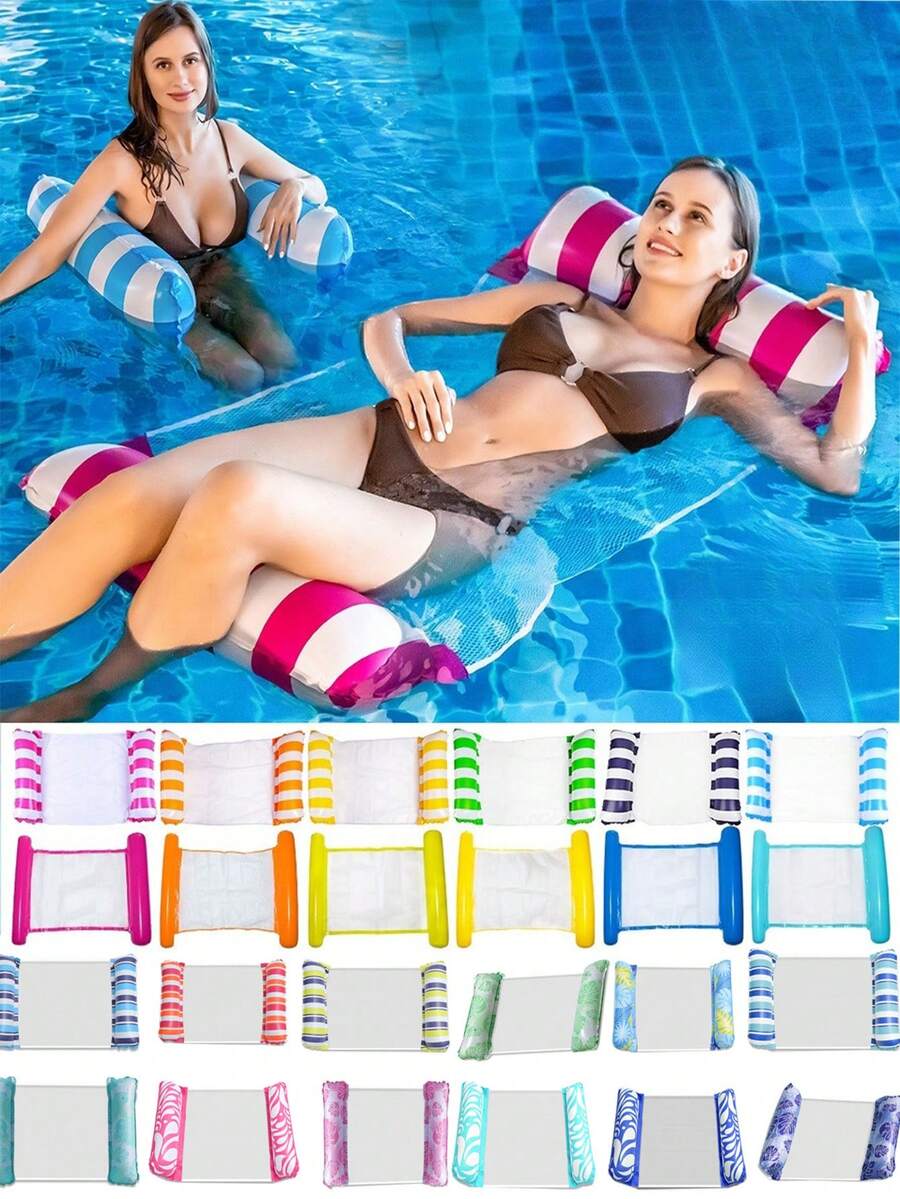 1 Pc Inflatable Pool Floats Adult Size Water Hammock, Pool Floaties Toys, 4-In-1 Multi-Purpose Floats For Swimming Pool, Pool Rafts Lounge Chairs Floating, For Adults Vacation Fun And Rest - Multicolor - View 1