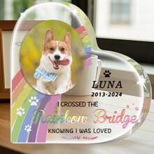 Targa commemorativa per animali domestici a forma di cuore in acrilico personalizzata, regalo ricordo personalizzabile con foto e testo, decorazione da scrivania per ricordo di cani e gatti, regali commemorativi per la perdita di un cane o di un gatto