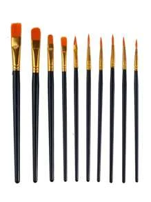10pcs/50pcs Plastic Handle Painting Brush Set, Watercolor Acrylic Oil Art Paint Brushes For Drawing