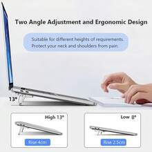 2pcs Adjustable Laptop Stand | ABS Material, Multifunctional Phone Holder, Portable No-Install Self-Adhesive Invisible Riser, Dual-Angle Adjustment Design, Portable Office Desk Keyboard Tray, Compatible With MacBook Pro/Air, Surface, Etc. | Black/Silver Color Options, Ergonomic Design For Office & Gaming - Multicolor - View 6