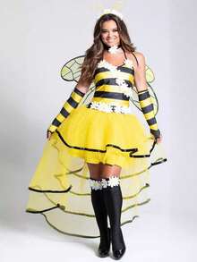 1 Set Halloween Bee & Ladybug Cosplay Costume, Wings For Halloween, Carnival Festival - Yellow - View 3