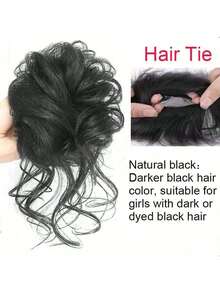 1pc Elegant Messy Bun Hair Clip, Natural Fluffy Fake Hair Extension Clip, Suitable For Fashionable Women & Girls, Makes Ponytail Fuller & Denser Hair Claws Claw Clips Hair Clips Hair Jaw Clip Hair Clamps Hair Clutch Hair Catcher Clip, Casual Fall Winter Hair Accessories For Women For Vacation Outfits Woman - Black - View 11