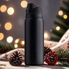 Nuevo estilo Owaia - Vaso de agua al vacío con aislamiento de acero inoxidable negro esmerilado doble con pajita, gran capacidad 32 oz/945 ml, hervidor de bebidas frías 100 % a prueba de fugas, conservación de hielo a largo plazo durante 24 horas, diseño de clip de cinturón antideslizante, adecuado para automóviles, botellas de agua para deportes al aire libre, vasos de agua de oficina, entusiastas del fitness