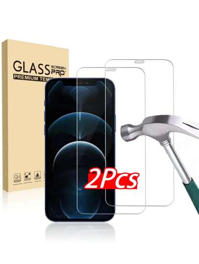 2 Pieces Set, Suitable For IPhone 17/17 Pro/17 Pro Max/17 Air/16/15/14/13/12/11/XS/XR High-Definition Screen Protector, 9HD Hardness, Scratch Resistant, Not Easy To Bubble, Super Durable, Suitable For Friends, Family, Birthday Gifts