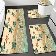 4pcs Multicolor Modern Art Series Rich Color Pattern Comfortable Bath Mat For Toilet, Bathroom, Bedroom