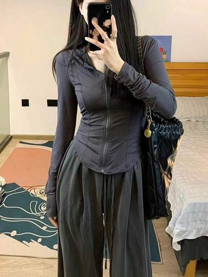 Las mujeres de seda de hielo protector solar delgado transpirable con capucha UV chaqueta delgada