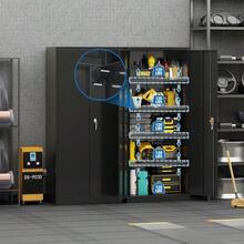 SUPEER AktenschrankMetallschrank mit 4 höhenverstellbaren Fachböden Stahlblech Puerbeschichtung Stahlschrank für Werkzeuge Garage180 x 80 x 40 cm schwarz - Schwarz1 - Übersicht 7