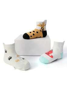 6 Pairs/12 Pairs Cartoon Star Non-Slip Toddler Socks, Breathable Baby Boy Girl Skid-Proof Socks