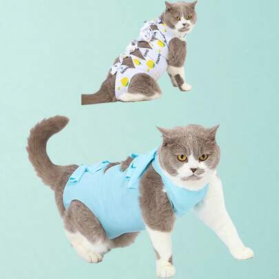 Traje de castração/esterilização para gatos (traje pós-operatório - antilambedura) | Respirável + ajuste confortável + antilambedura + conveniente | Justo para evitar quedas + proteger a ferida do contato externo | Uso versátil para diferentes ocasiões (castração/esterilização, período de desmame, pós-cirurgia, condição da pele)