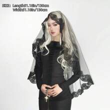 1pc Vampire Bride Dark Gothic Style Black Lace Mesh Headdress, Party Role Playing Props Accessories Headdress, Suitable For Festivals, Parties, Photoshooting Props