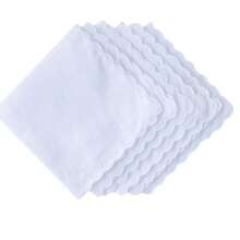 3/6/10 件经典素色手帕，吸水，白色手帕适合 DIY 刺绣或装饰，实用便携，适合日常使用