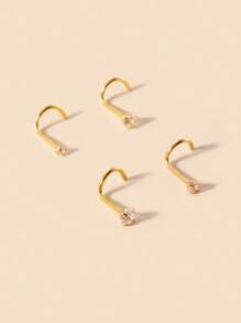1-4pcs Fashionable 316L Stainless Steel Zirconia Circle Disposable Use Nose Stud/Nose Clip, Versatile Body Piercing Jewelry Accessories, Suitable For Women's Daily Wear, Gift For Friends