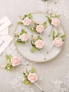 Wedding Bouquets For Bride Bridesmaid,White Champagne Artificial Roses Flowers For Wedding Church Decoration,Artificial Roses Flowers Wedding Bouquets,Bride Bouquets,Bridesmaid Bouquets,Wedding Centerpieces Floral Arrangements Party Home Decor - Wedding Bouquets D - View 8