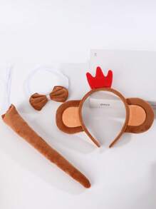 Faixa de Cabelo com Orelhas de Macaco Banana Fofa, Presilha de Cabelo em Formato de Macaco Cartoon, Lavagem Facial, Super Fofa e Engraçada, Acessório de Cabelo