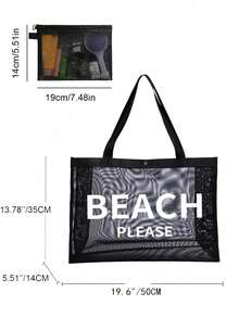 Nylon Material Alphabet Printed Beach Mesh Tote Bag With Large Capacity,Use Tt Yourself Or Give Gifts To Others,Beach Bag Vacation Bag For Friends,Mom,Teachers,Mother's Day GiftSchool Bag,Back To School Backpack,Large Capacity,Portable,Foldable, Suitable For Teen Girls Girl College Students, Perfect For Back To School,College,Middle School, High School - Multicolor - View 12