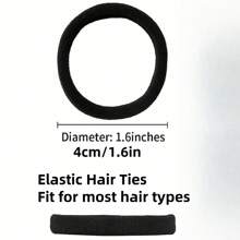 Set de 20/50/100/200 piezas de gomas de pelo elásticas negras, bandas de goma sin costuras simples para coleta, lazos de pelo elásticos de color sólido para mujeres, cómodos, esenciales para el hogar y los viajes de vuelta al colegio