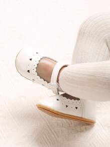 1 Pair Solid Color Soft Rubber Sole Princess Flats For Babies 0-1 Year Old, Spring/Autumn