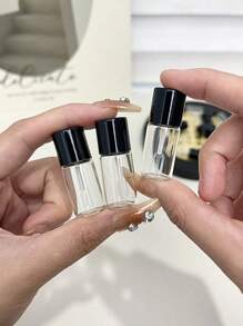 1/3/5 Stücke nachfüllbare leere Behälter für Foundation, 3ml Mini-Glasflaschen mit flachem Applikationspinsel, praktische Reise-Make-up-Behälter, wiederverwendbarer Lippenpflegetöpfchen, Lippenstiftbox