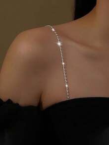1pc Plastic Diamond Decor Minimalist Shoulder Chain, Versatile For Wedding Dress, Party Dress, Daily Wear