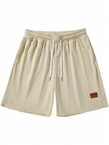 男士休闲度假沙滩短裤 - 杏色 - 查看 2