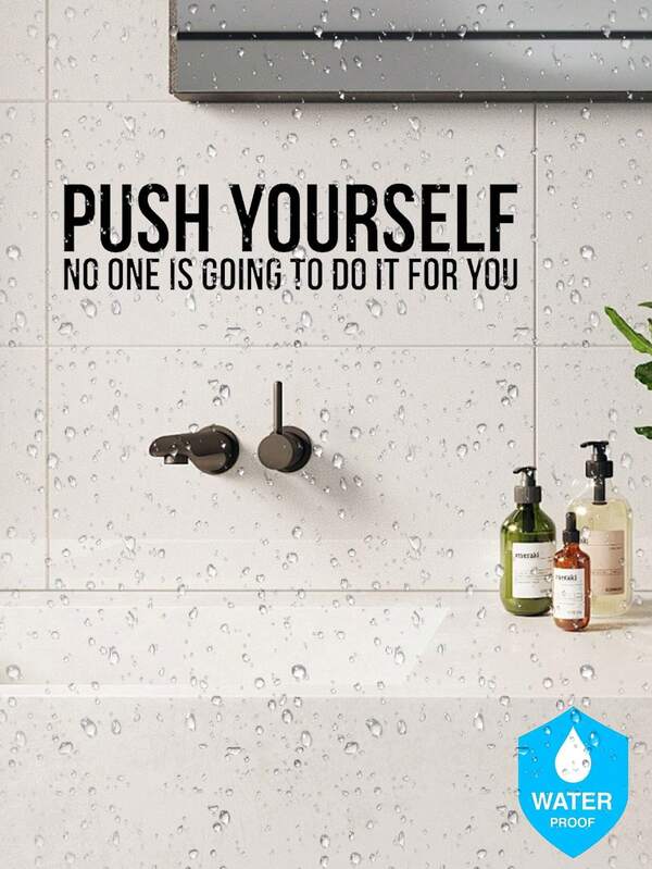 1pc Motivational Words Wall Decal Vinyl Sticker Bathroom Decor Wall Stickers, Quote Waterproof Decal Stickers Wall Stickers For Home Decor Room Decor Office Gym Bedroom Decor, Wedding Stickers, Kitchen Wall Decal, Vinyl Decal For Home Decorations, Spring Decoration Items Refresh Your Home, Festival Decoration Stickers Gifts Birthday Graduation - 5.51*22.44in