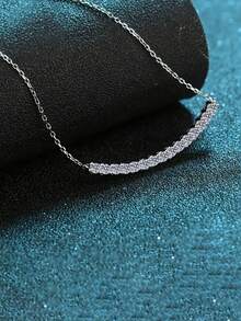 1 件 925 银优雅简约微笑吊坠项链，适合节日礼物 - 銀色 - 查看 3