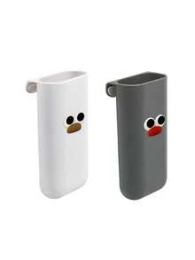 Attachable Deskside Pen Holders - Self-Adhesive Monitor Organizer For Office Supplies,Cartoon Pattern Clip-On Pencil Storage Containers, Adhesive Office Supplies Accessory, PP Plastic Desk Organizer Set, Gray & White, Sleek Design With Sturdy Mounting Brackets, Perfect For Pens, Pencils & Work Gadgets, Adhesive Pen Holder | Sleek Modern Design | Stable Attachment, Pen Holder For Desk - Multicolor - View 13