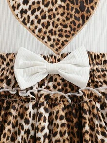 Girls' Summer Leopard Print Camisole & A-Line Skirt Set - White - View 5