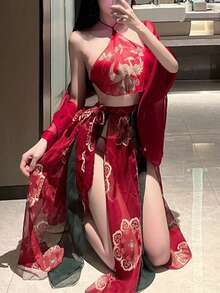 A Set Of Women's Cosplay Oriental Classical Palace Style Hanfu Bellyband Set - Multicolor - View 9