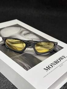 Unisex Y2K Cyberpunk Style Glasses, Fashionable Night Vision Yellow Frame Glasses