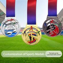 1pc Customized Sports Medal, 8 Sport Patterns To Choose From Including Basketball, Football, Table Tennis, Badminton, Volleyball, Swimming, Martial Arts, Running, Personalize The Back With Competition Details, Suitable For Sports Meets, Club Events, Competitions, And Gifts For Athletic Friends