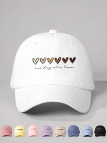 1 件印花心形棒球帽，可调节户外防晒休闲帽，适合春秋季旅行海滩度假，Y2K 风格青年 - 棒球帽 - 查看 1