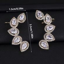 2pcs Women Fashionable Color Block Zirconia Ear Cartilage Cuff Earrings - water droplets - View 5