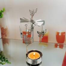 Home Decoration Festival Angel Metal Rotary Candle Holder Stainless Steel