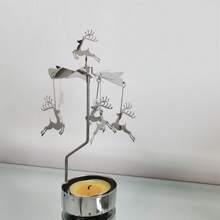 Custom Elegant Reindeer Rotate Candlestick Metal Plated Christmas Deer Tealight Candle Holder Rotary