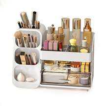 Makeup Organizer With Drawers, Combination Large Capacity Countertop Organizer For Vanity, Bathroom And Bedroom Desk Cosmetics Organizer, Easy To Storage Skincare, Brushes, Eyeshadow, Lotions, Lipstick Summer Travel, Vacation Home Bathroom Decor Holiday Back To School