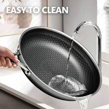 SNOWCLAD, Non Stick Frying Pans, 12 Inch Nonstick Hybrid Stainless Steel Skillets, Dishwasher Induction Oven Broiler Safe,  Chef's Pan - 12in+Lid - View 3