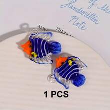 1/3/6/12/24/48 piezas Peces tropicales de dibujos animados, artesanía de vidrio fundido, colgante DIY para collar, ropa, decoración colgante, accesorios, decoración del hogar y festividades