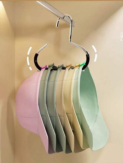 5pcs/Set Hat Holder Rack, Non-Slip Storage Holder Rack, Creative Round Ring Clothes Hanger Hook, Stainless Steel Wardrobe Hanging Hook For Hats, Suspenders, Ties, Scarves, Lingerie