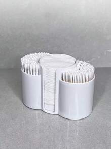 1pc Clear Swab Dispenser Holder, Bathroom Container 3 Section Swab And Makeup Pad Holder, Dressing Table Organizer For Swabs, Pads, Dental Floss,For Holiday Beach, Bathroom Collection, Bedroom Collection, Large Capacity