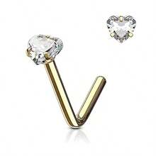 1 Piece Mini Heart L-Shape Nose Piercing - Stainless Steel Nose Piercing Jewelry, Cute Bohemian Style For Parties And Music Festivals - Nose Ring - View 4