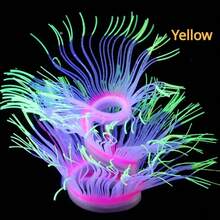 具有发光效果的水族箱装饰硅胶发光人造装饰品珊瑚礁植物适用于水族箱装饰小型和大型鱼缸装饰配件