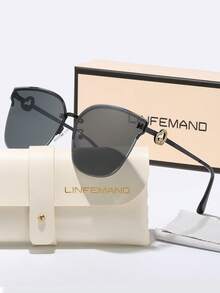 LINFEMAND 时尚无框猫眼装饰时尚眼镜，适合女士，适合夏季海滩、派对、宴会、旅行、节日礼物 - 彩色 - 查看 3