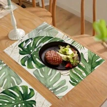 1/4/6/8/12 Pcs Linen Dining Table Placemats, Washable Ocean Seashell Printed Table Mats, Surface Protective Pads, Indoor Outdoor Dining Table Decor, Suitable For Holiday Parties & Kitchen