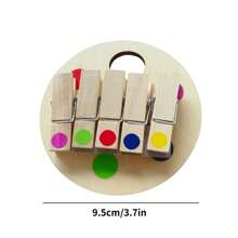 Wooden Clips With Color Dots Matching The Color Palette, Wooden Clips Pairing The Colors Montessori Puzzle Toys