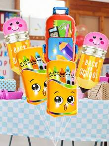 5pcs Backpack, Pencil, Crayon Box Shaped Aluminum Foil Balloons Set, Graduation Ceremony, Back To School Season, Birthday, Holiday Celebration, Party Indoor & Outdoor Decoration, Campus & Home Decor Balloons - Multicolor - View 2