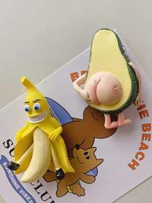 1pc Fruit Decorative Funny Magnets, Banana & Avocado Home Decor Refrigerator Magnets, Creative Cartoon Banana Avocado Magnets For Blackboard, Memo Board